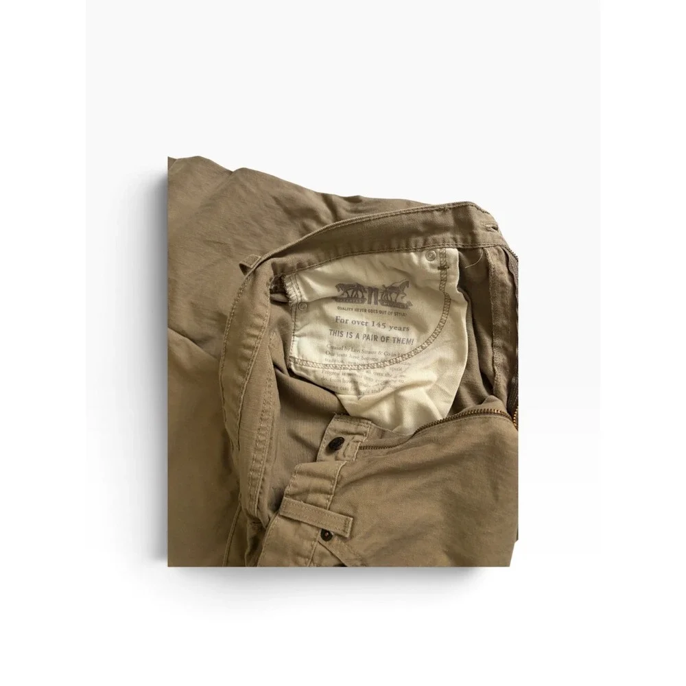 Levi 505 Regular Fit Straight Leg Khaki Brown Pants Mens 34x34 Water Less